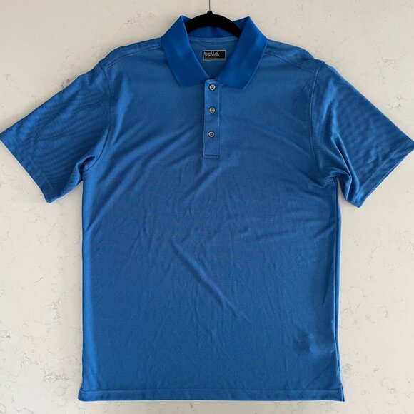 bolle Short Sleeve Athletic 3 Button Polyester Sporty Polo Shirt Blue Sz M NWOT - Picture 7 of 12